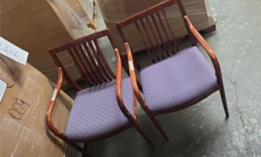 Set of 2 Used Paoli Inc. Wooden Chairs with Urethane Foam Cushions - Good Condition