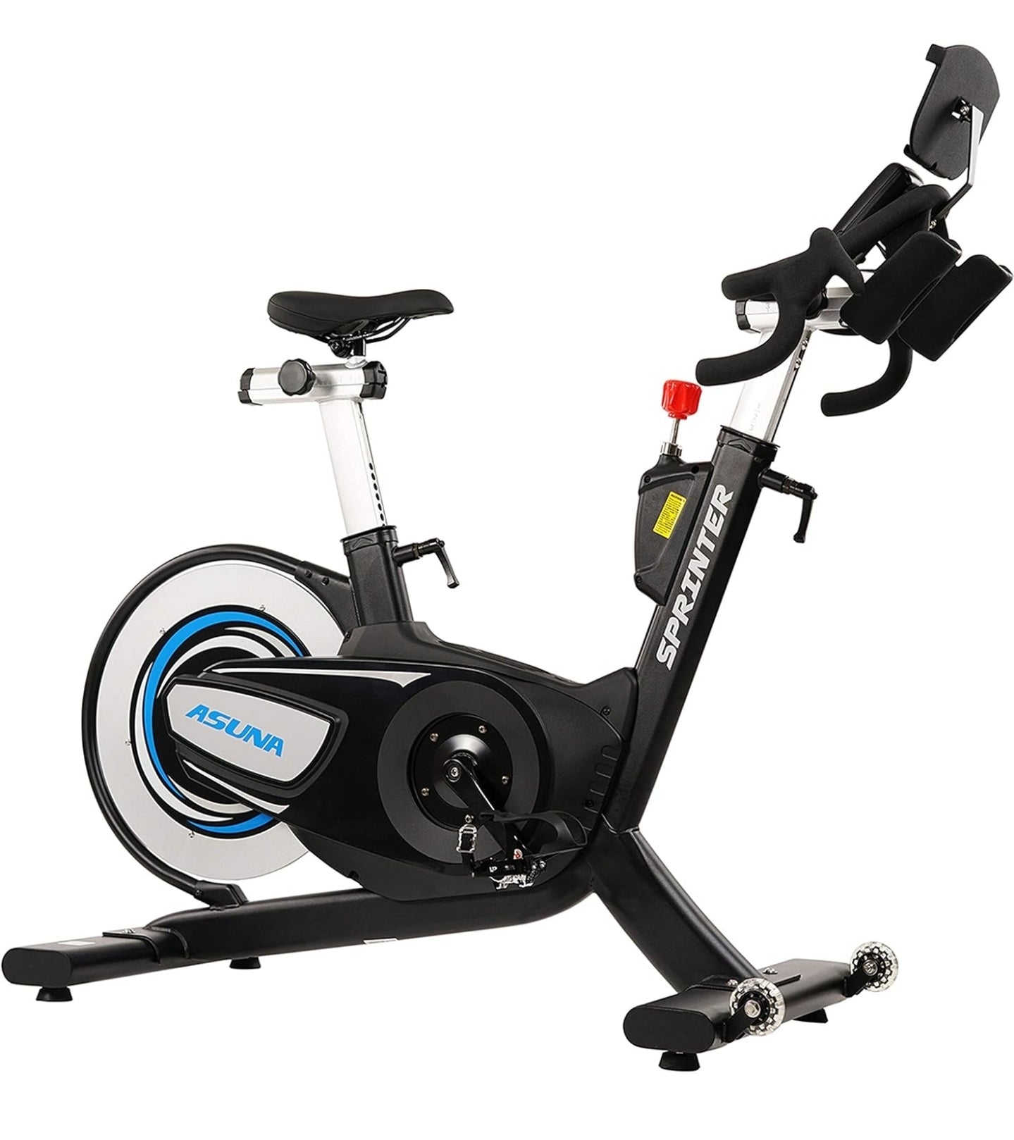 Sunny Health & Fitness ASUNA 6100 Sprinter Cycle Exercise Bike - Magnetic Resistance Belt Rear Drive, 350 lb Max Weight with RPM Cadence Sensor, Dual Foot Cage/Clipless (SPD) Pedals