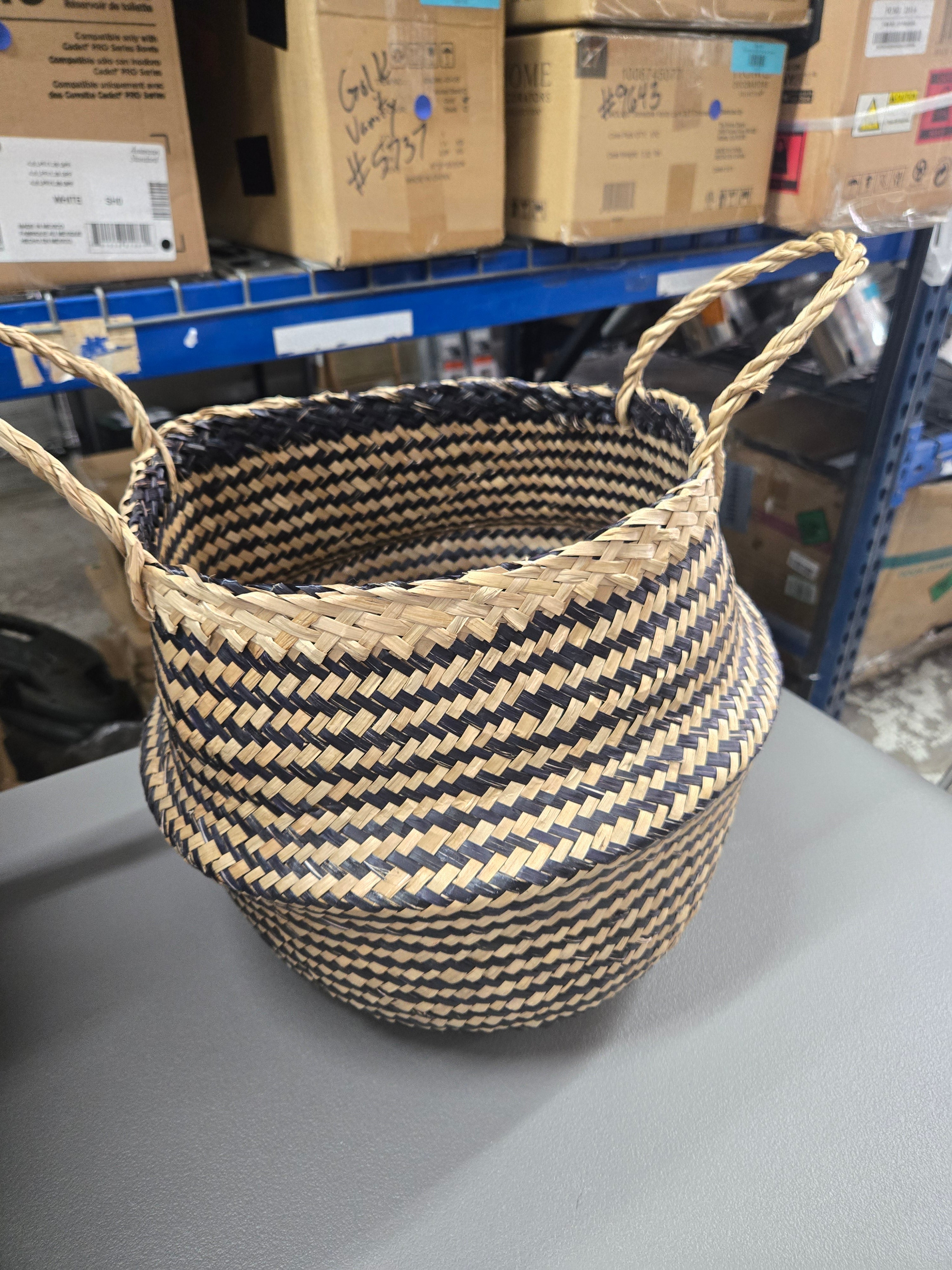 IKEA KRALLIG Basket, Seagrass/black, Flexable and Light Handwoven Basket