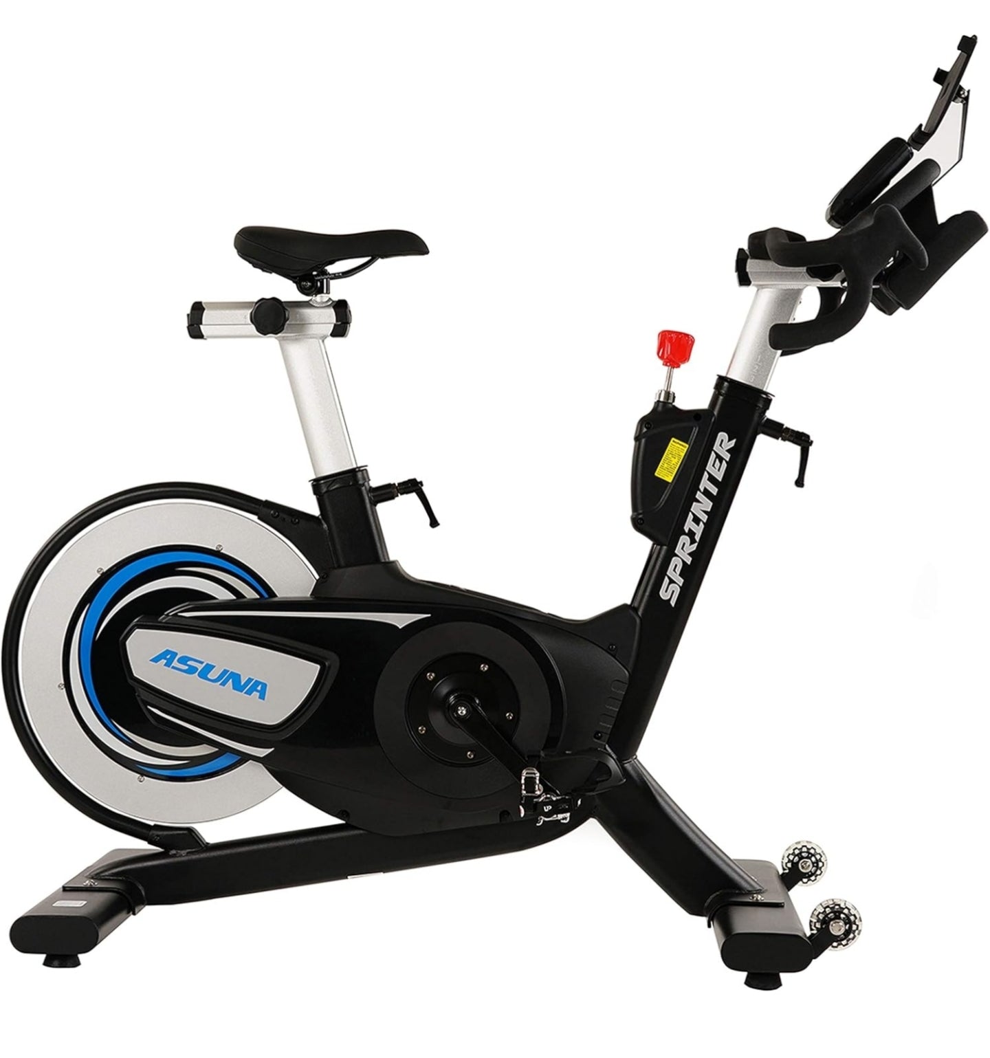 Sunny Health & Fitness ASUNA 6100 Sprinter Cycle Exercise Bike - Magnetic Resistance Belt Rear Drive, 350 lb Max Weight with RPM Cadence Sensor, Dual Foot Cage/Clipless (SPD) Pedals