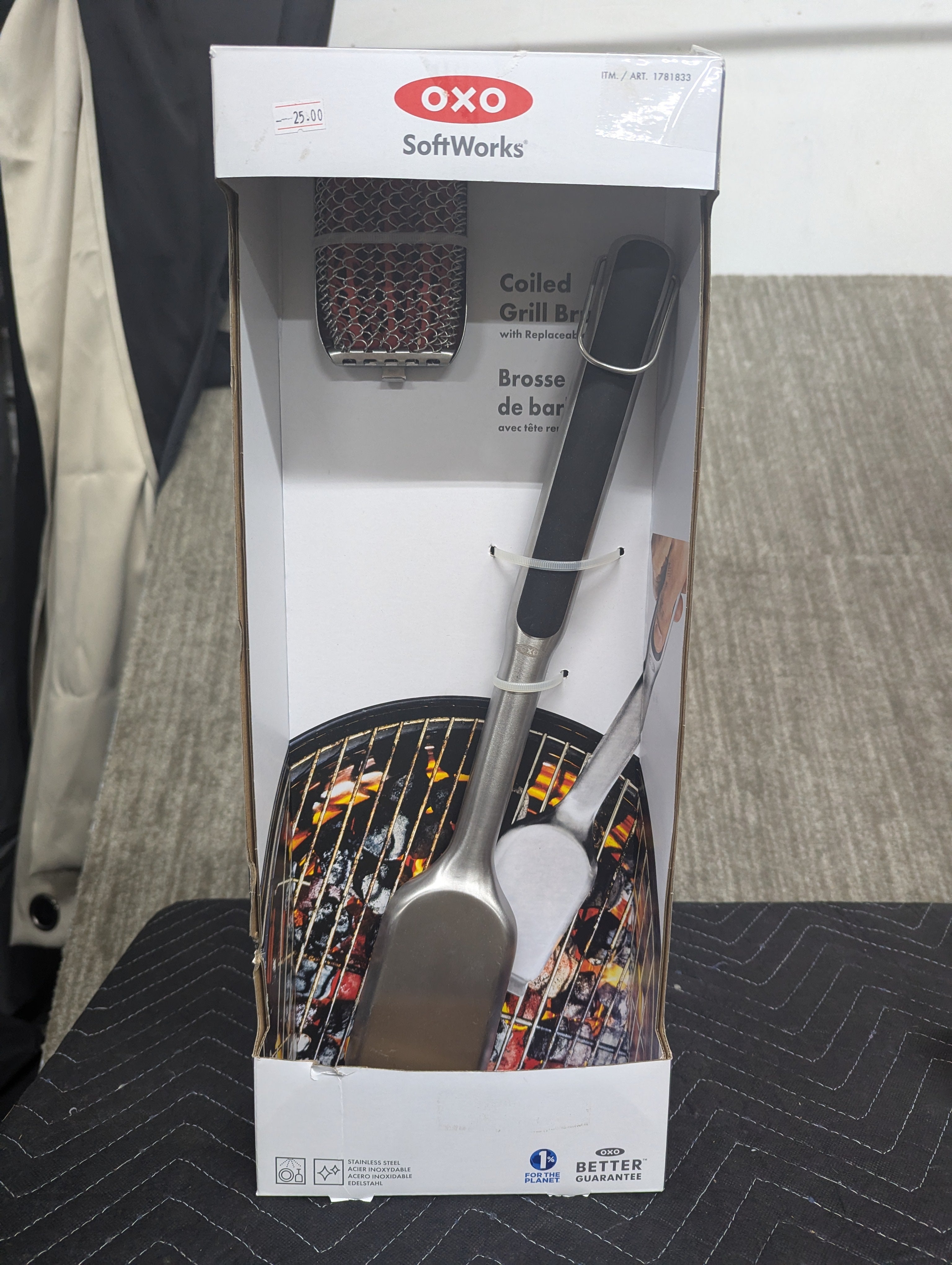 OXO Softworks Grilling Coiled Cleaning Stainless Steel Grill Brush with Replaceable Head