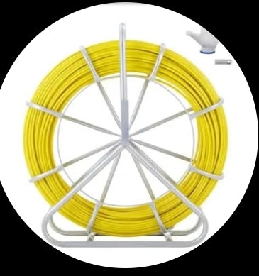Fish Tape Fiberglass 425 ft., 1/4 in. Duct Rodder Fishtape Wire Puller with Steel Reel Stand