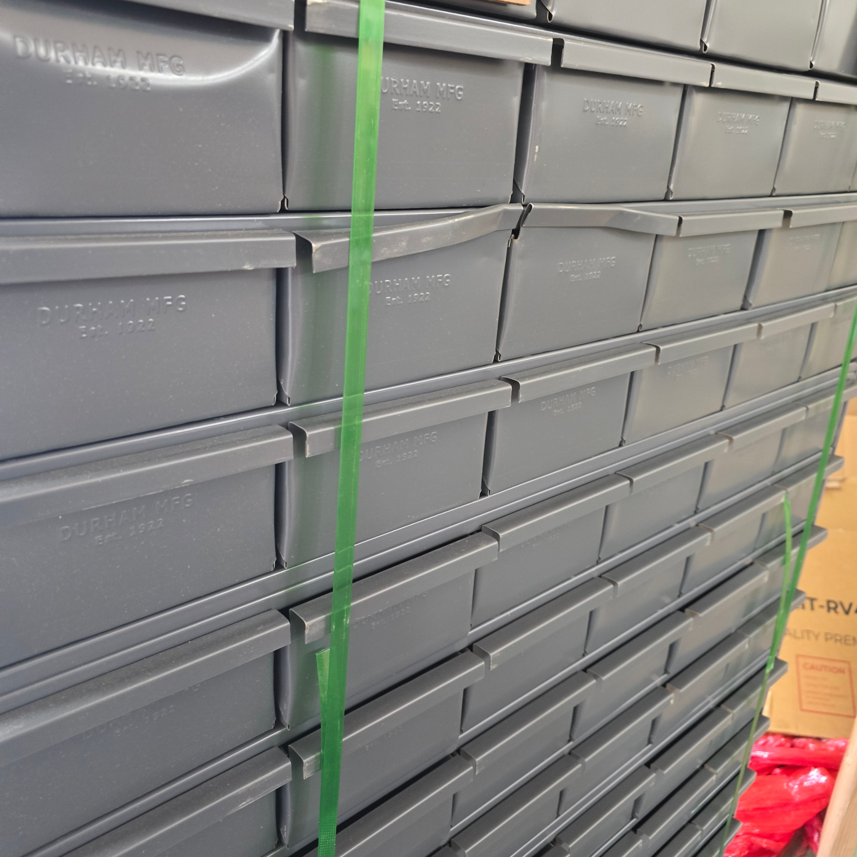 Rolled Steel 96 Drawer, 12-1/4" Length x 34-1/8" Width x 62-1/2" Height, Gray Powder Coat Finish