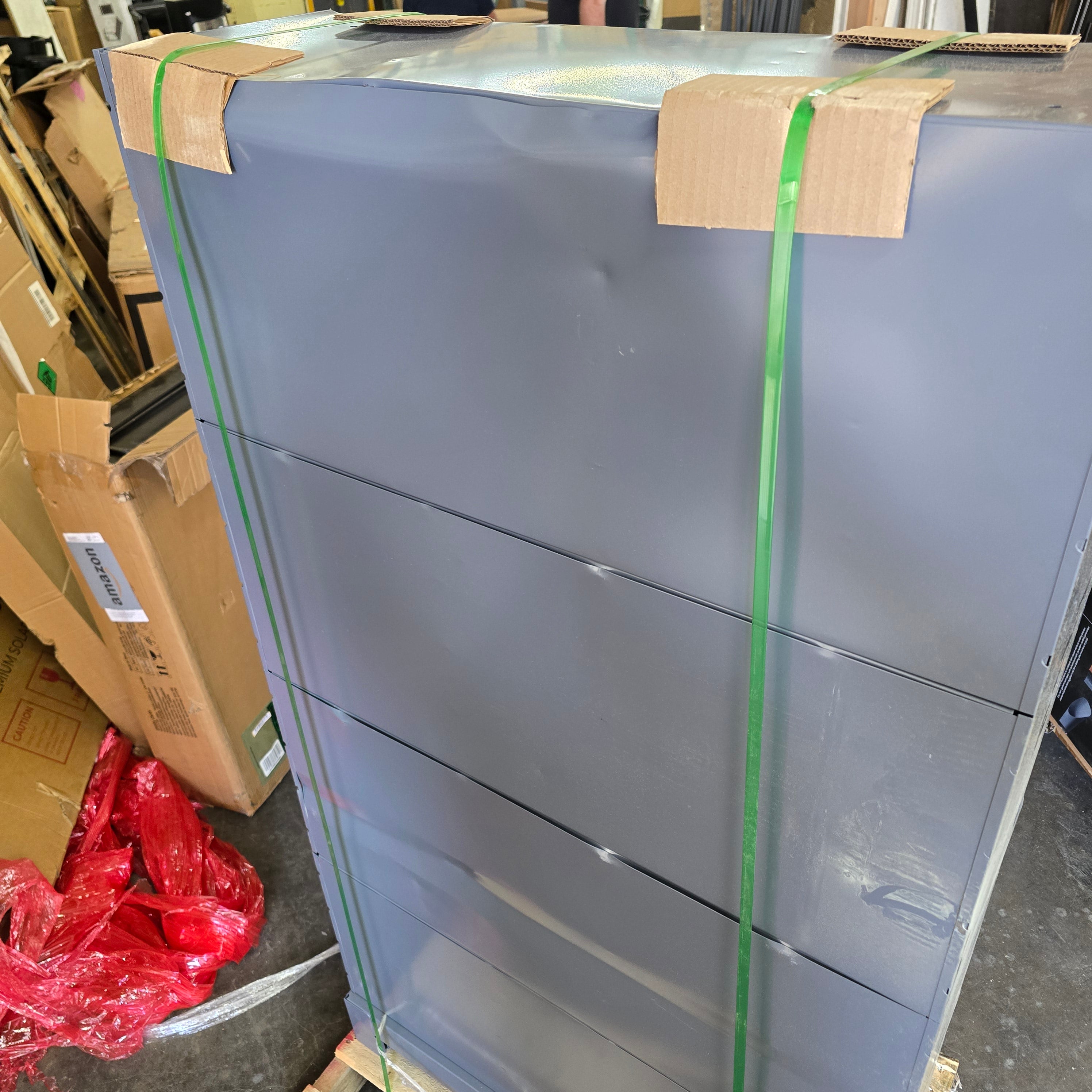 Rolled Steel 96 Drawer, 12-1/4" Length x 34-1/8" Width x 62-1/2" Height, Gray Powder Coat Finish