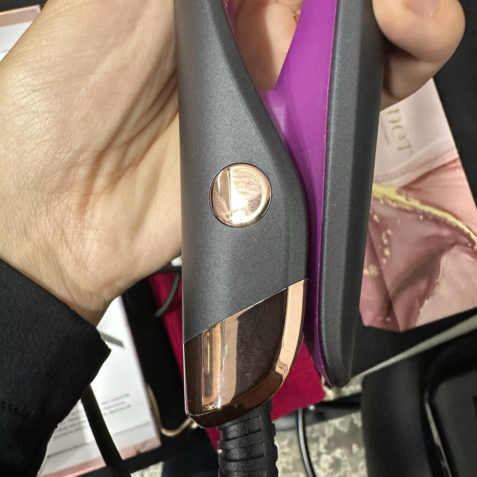Landot HS168 2-in-1 Hair Twist Hot Iron Curler/Straightener - Black Purple 11c
