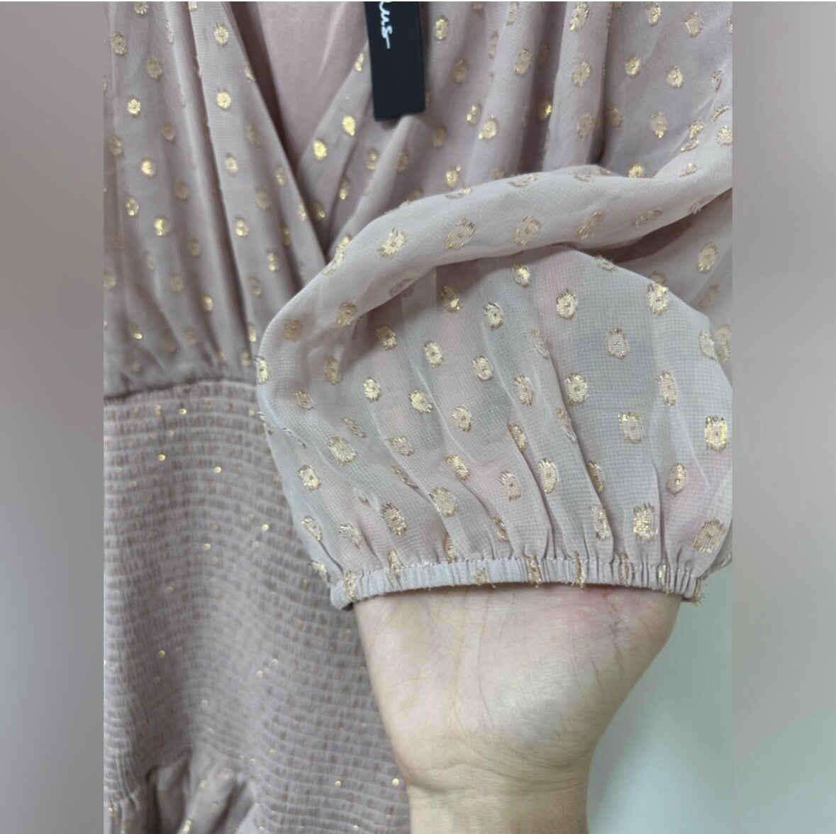 Lulu’s Mauve With Gold Dots Mini Dress NWT Size Large (100)
