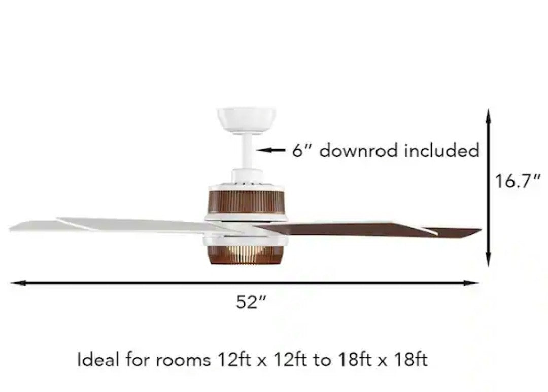 Hampton Bay Tonham 52” White Changing Integrated LED Indoor Ceiling Fan White 