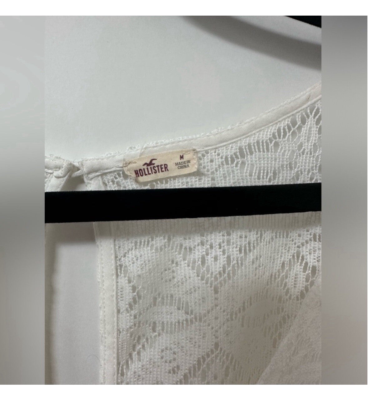 Hollister Womens Medium Lace Boho Dress Cream Fully Lined Hippie (101)