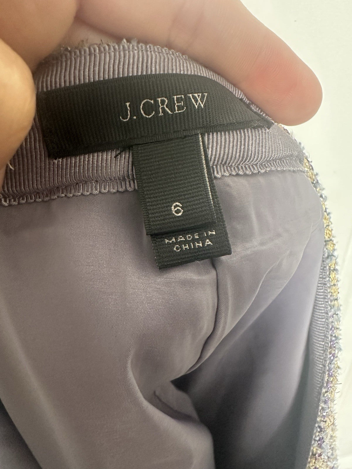 J. Crew Sz 6 Skirt Purple/Gold Pencil Skirt Full Side Front Zip Up (0073)