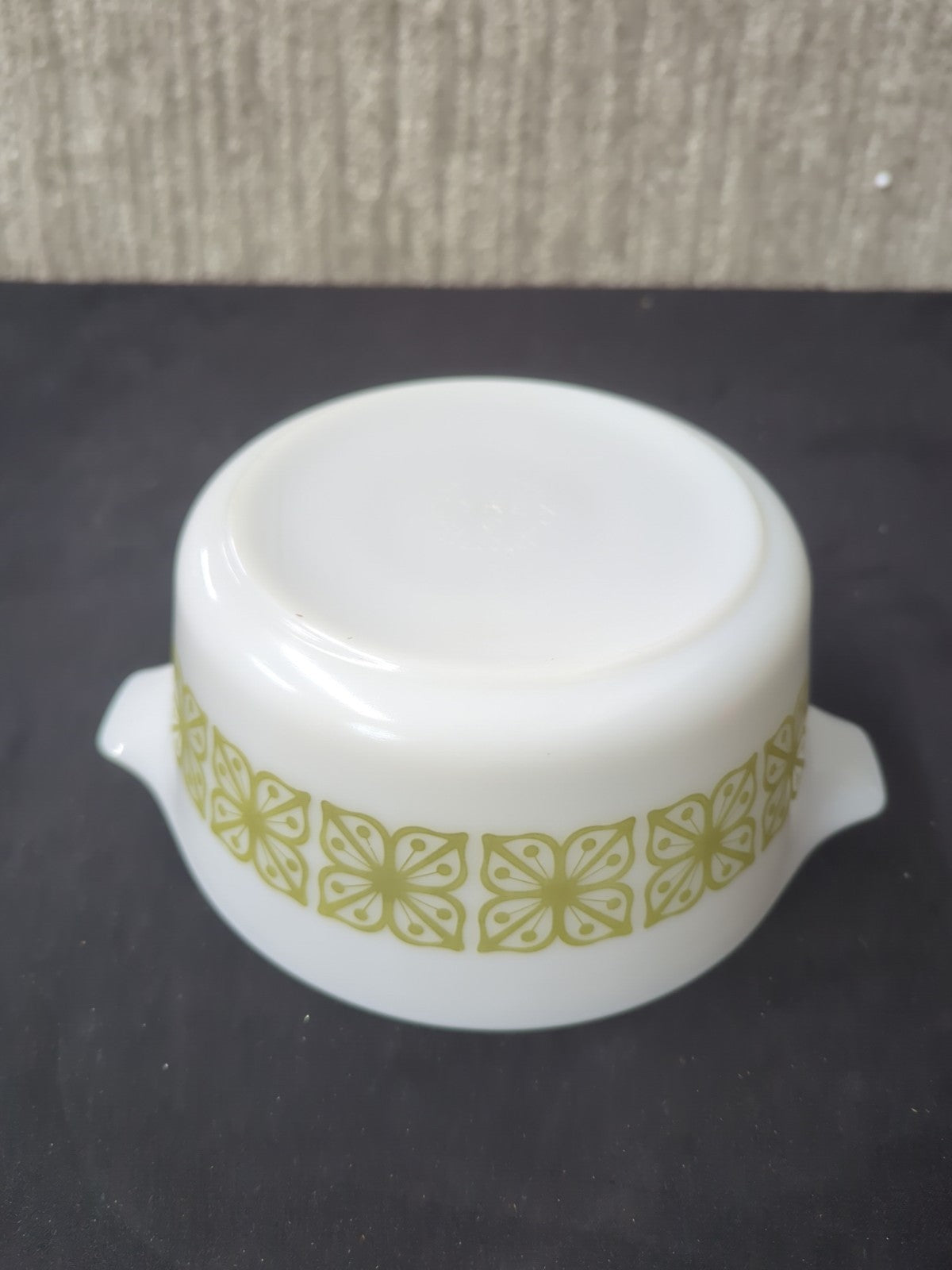 VINTAGE Pyrex 474-B Verde Green Square Flowers 1.5 Qt Casserole Dish 13C