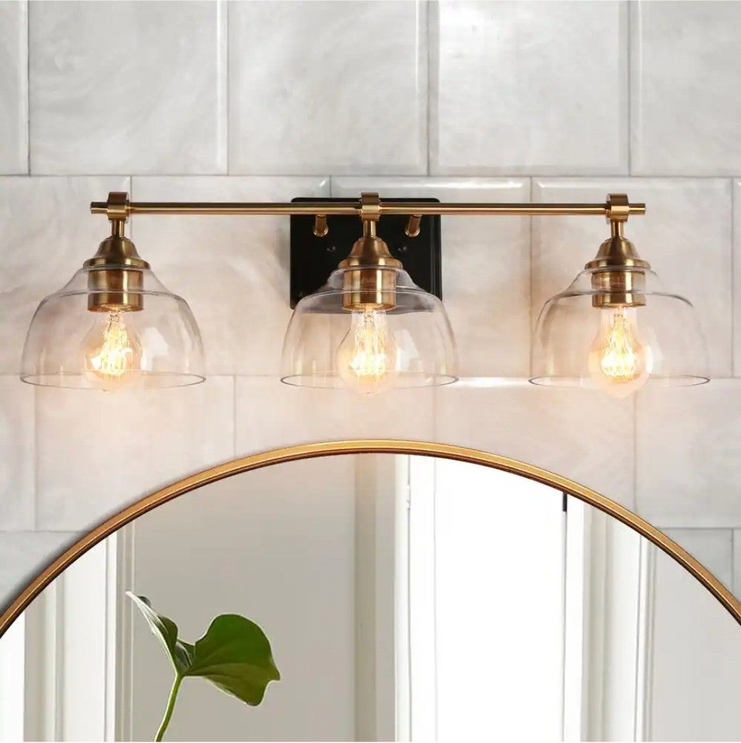 LNC Modern 24.5 in. 3-Light Black and Plated Brass Vanity Light 15A
