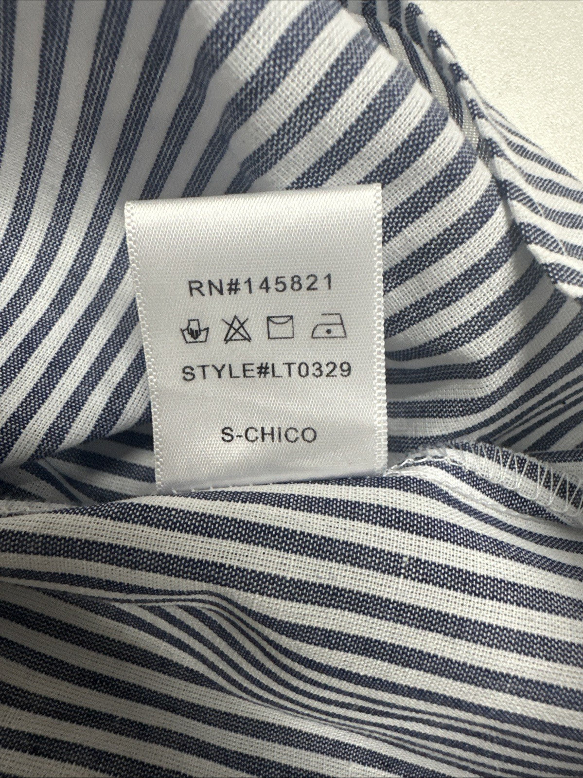 Women’s Small Listicle Blue And White Striped Blouse Ruffle Shirt Sleeves
