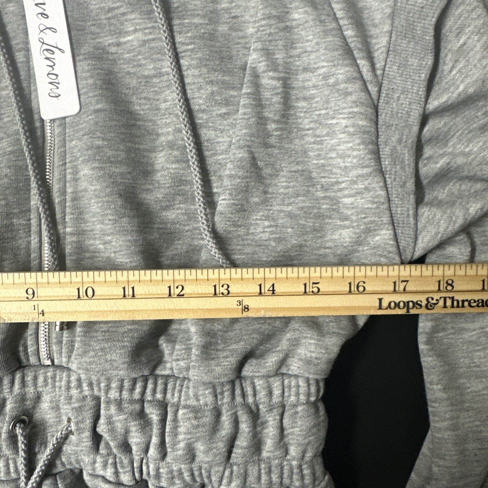 For Love & Lemons Small Gray Jumpsuit Shorts Long Sleeve Pockets Hoodie Zip 0083