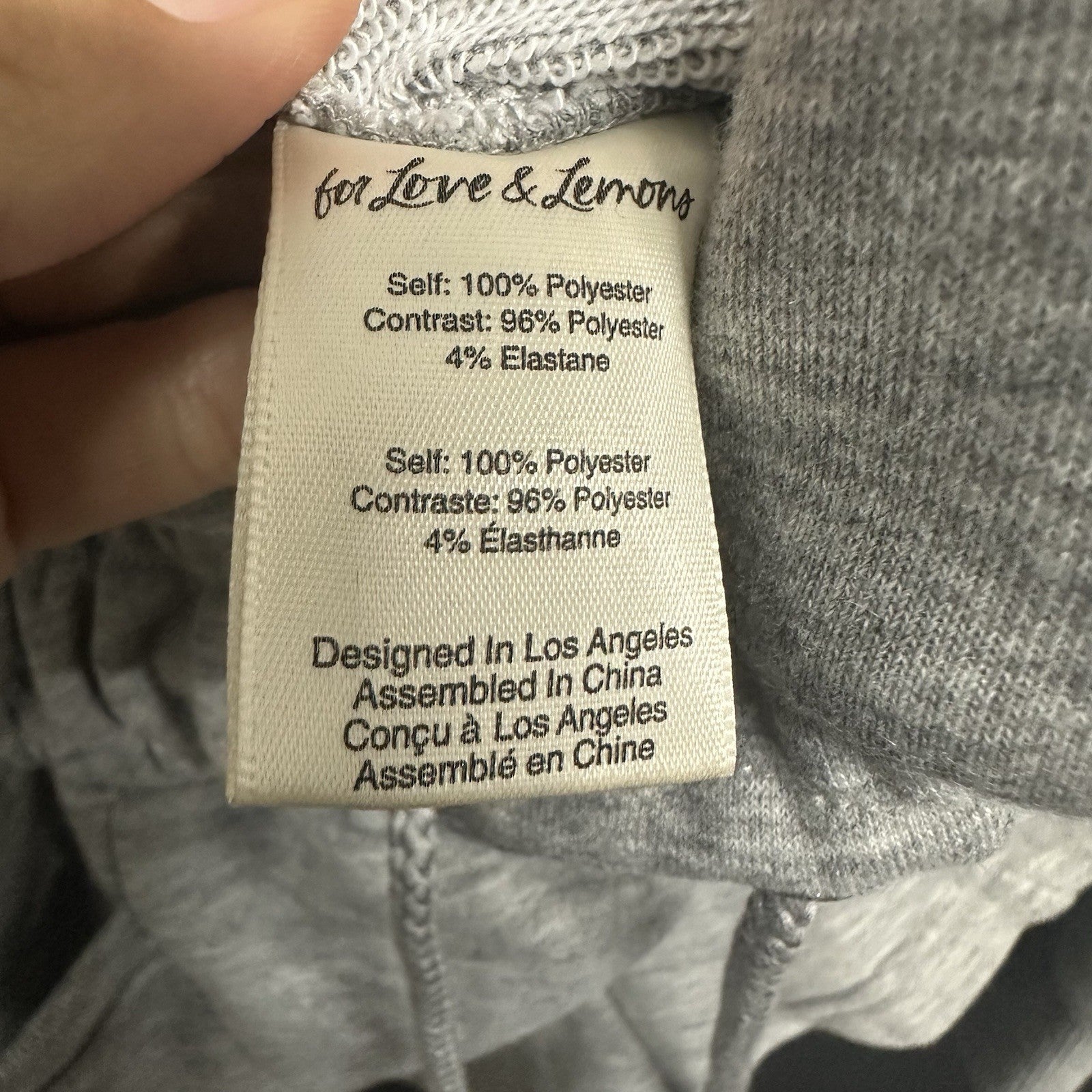 For Love & Lemons Small Gray Jumpsuit Shorts Long Sleeve Pockets Hoodie Zip 0083