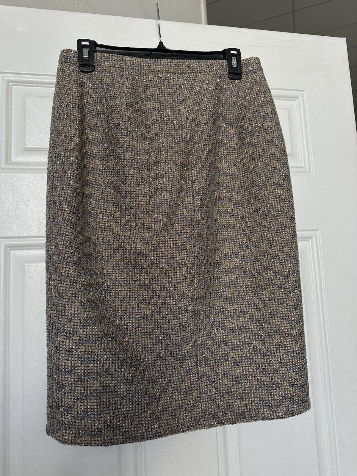 J. Crew Sz 6 Skirt Purple/Gold Pencil Skirt Full Side Front Zip Up (0073)