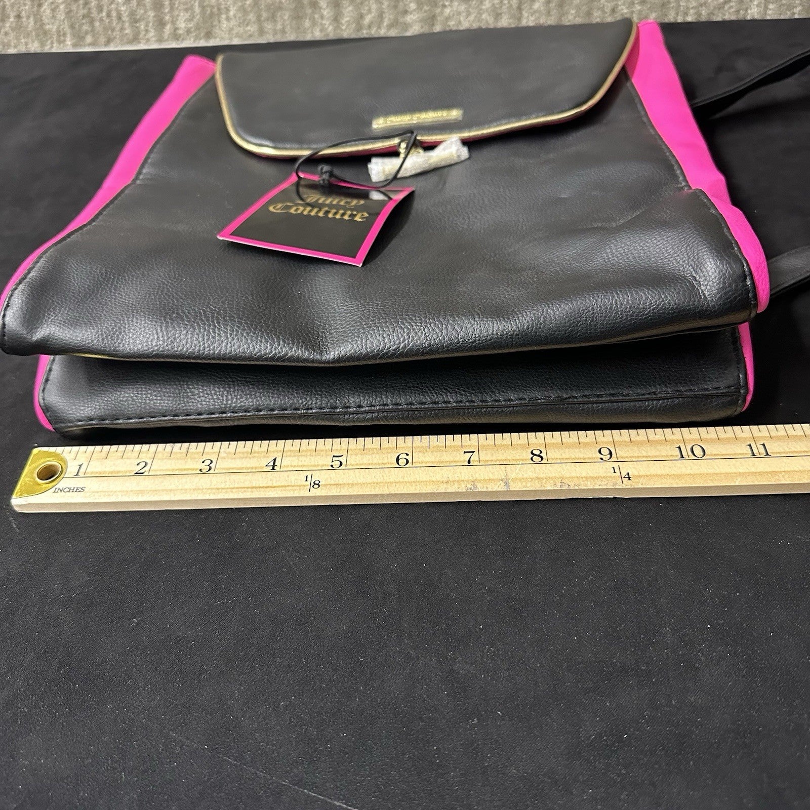 Juicy Couture Large Backpack in Black & Hot Pink with Gold Trim (4A)