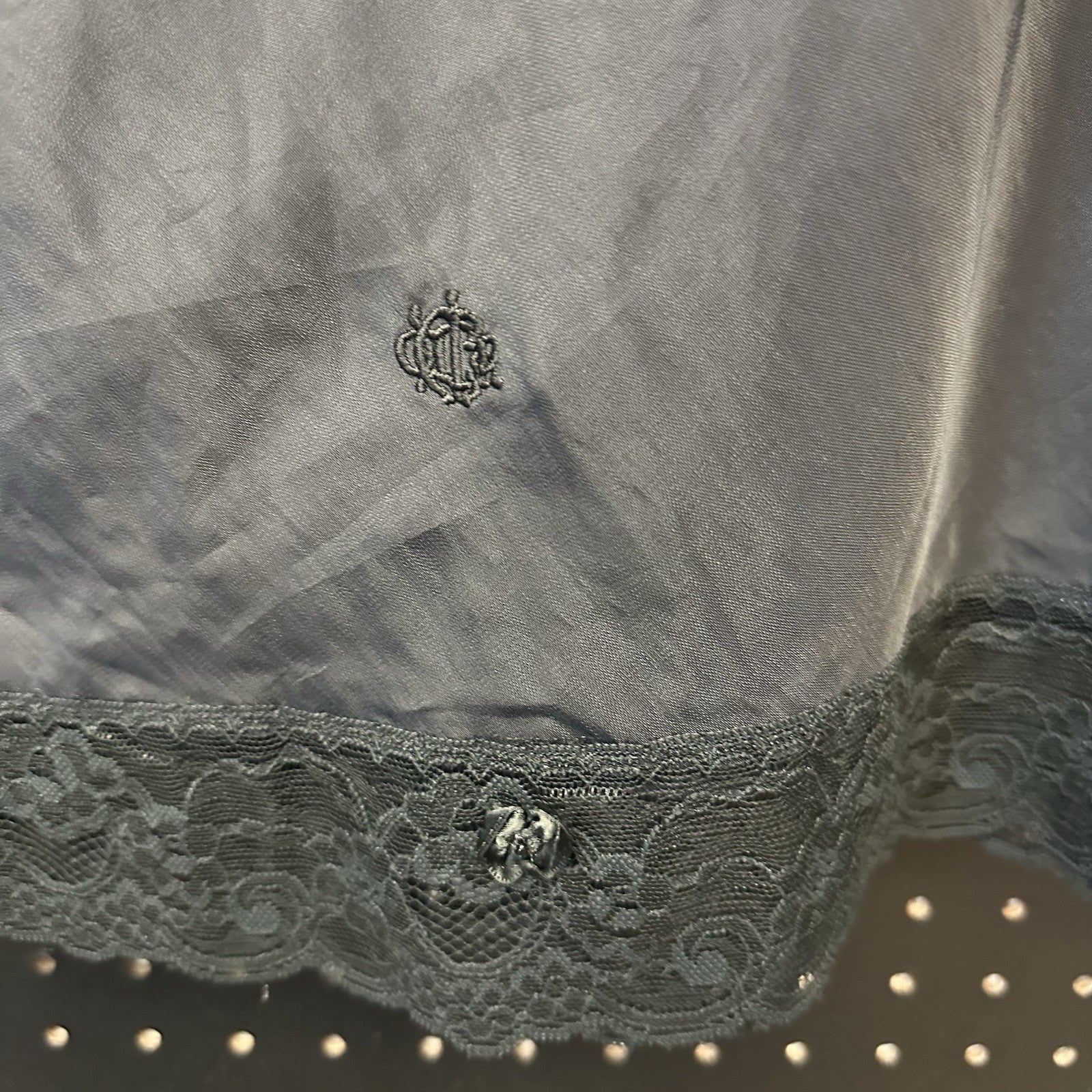Vintage Christian Dior Black Lace Half Slip Large Union Label USA Made (105)