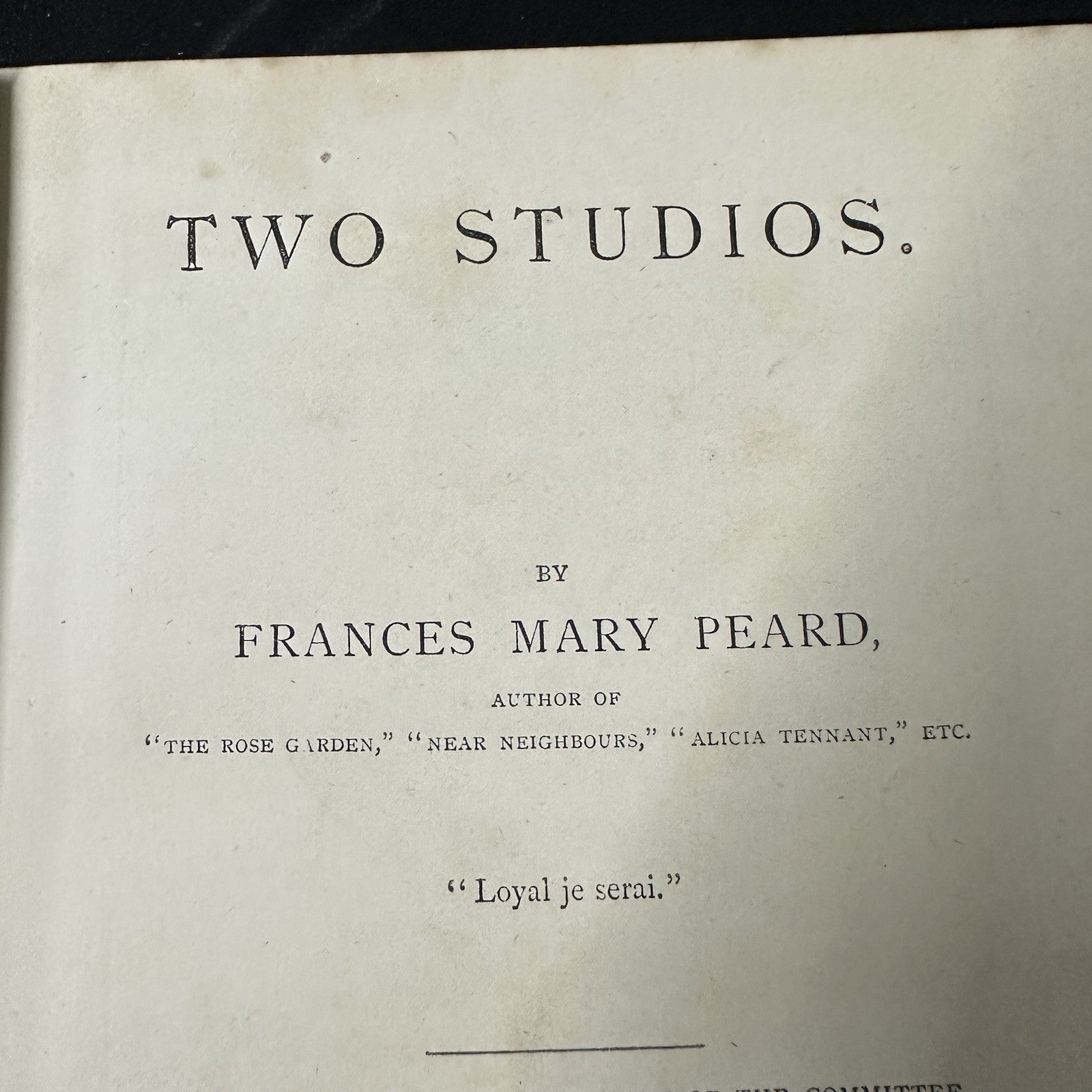 Antique Two Studios By Frances Mary Peard Hardcover Book Romance Novel 10c