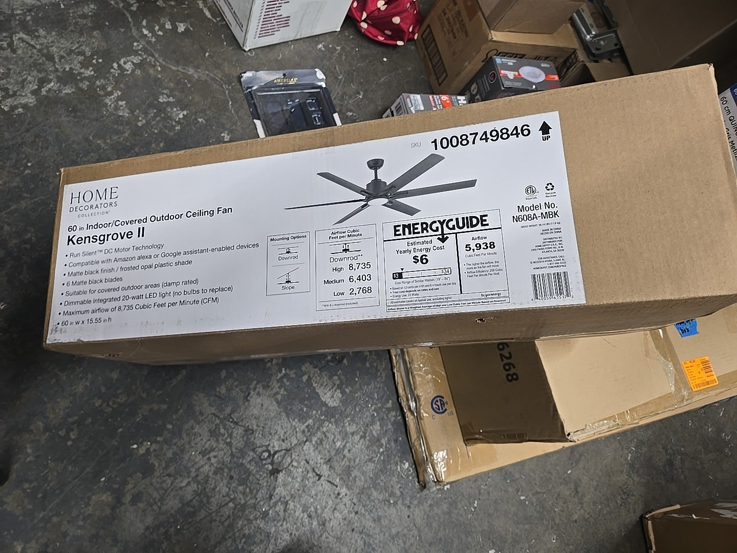 Kensgrove II 72 in. Smart Indoor/Outdoor Matte Black Ceiling Fan