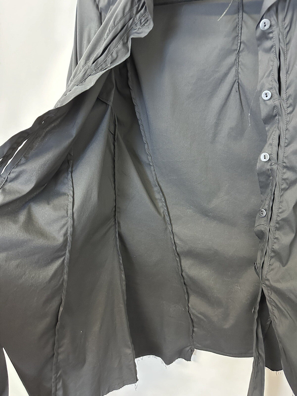 Masnada Italian Designer Black Long Sleeve Button Up Top Avant Garde Sz 6/42