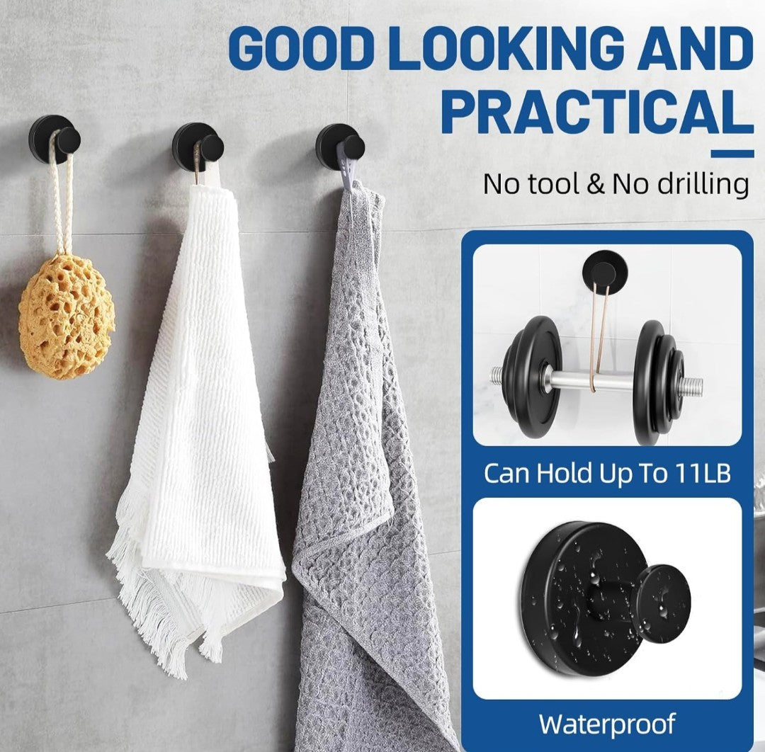 6 Pcs Suction Cup Hook, No Drill Suction Hooks for Bathroom, Damage Free 8D