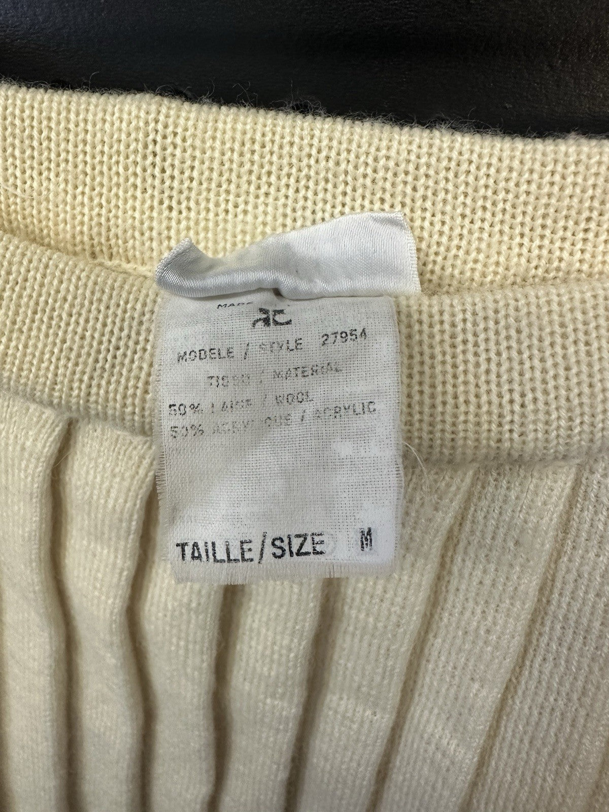 Vintage Courrèges Paris Pleated Knit Wool Skirt Made in Italy Size M