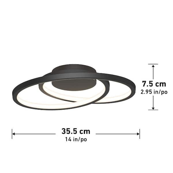 Artika Salto 14 in. 1-Light Modern Black LED 3 CCT Flush Mount Ceiling Light 13C