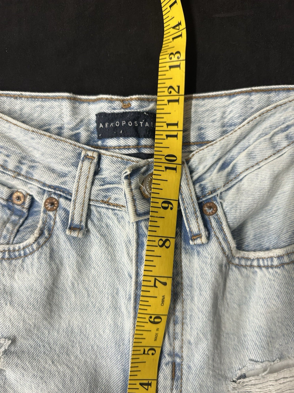 Aeropostale 80s Baggy Jeans Sz 00 Destroyed Distress Regular Light Wash (0021)