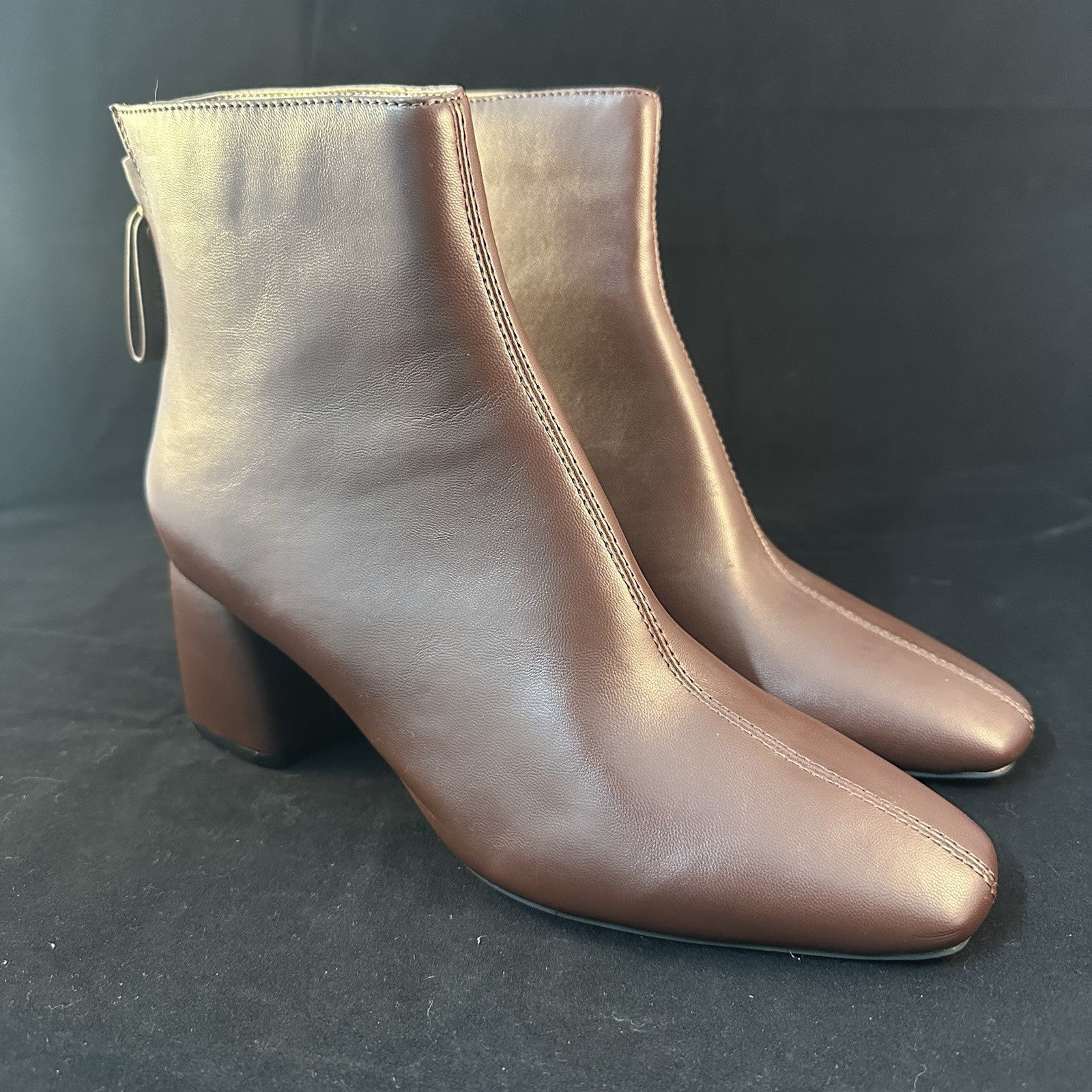 Matt & Nat Women’s Deena Chocolate Bootie Mid Calf Size Gold Zipper US 8 (4c)