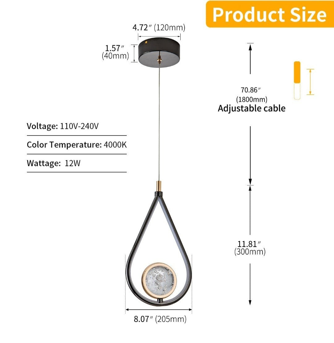 Modern LED Crystal Small Chandelier Hanging Teardrop Ceiling Light Fixture 1B