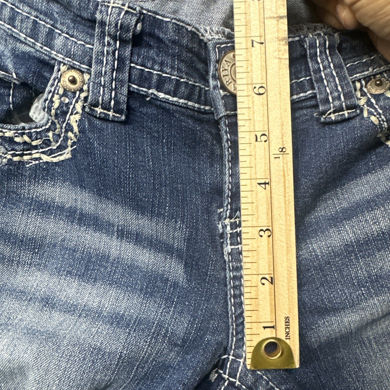 Ariya Jeans 5/6 (Fits 27) Rhinestone Straight Blue Jeans (0075)