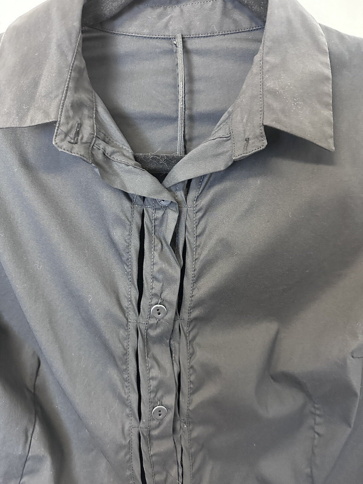 Masnada Italian Designer Black Long Sleeve Button Up Top Avant Garde Sz 6/42