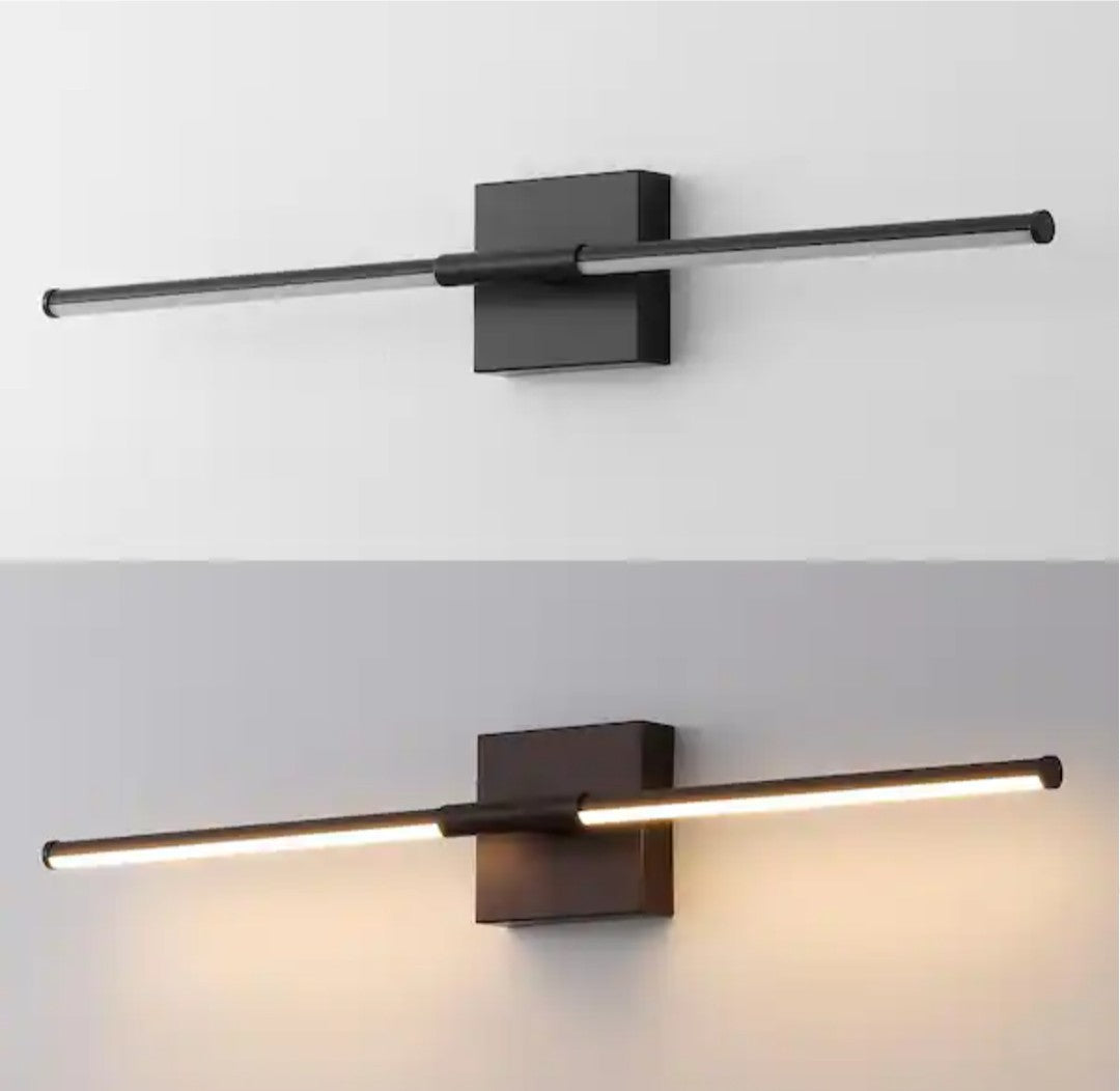 JONATHAN Y Makena 28 in. Black Metal Dimmable Integrated LED Wall Sconce 15C