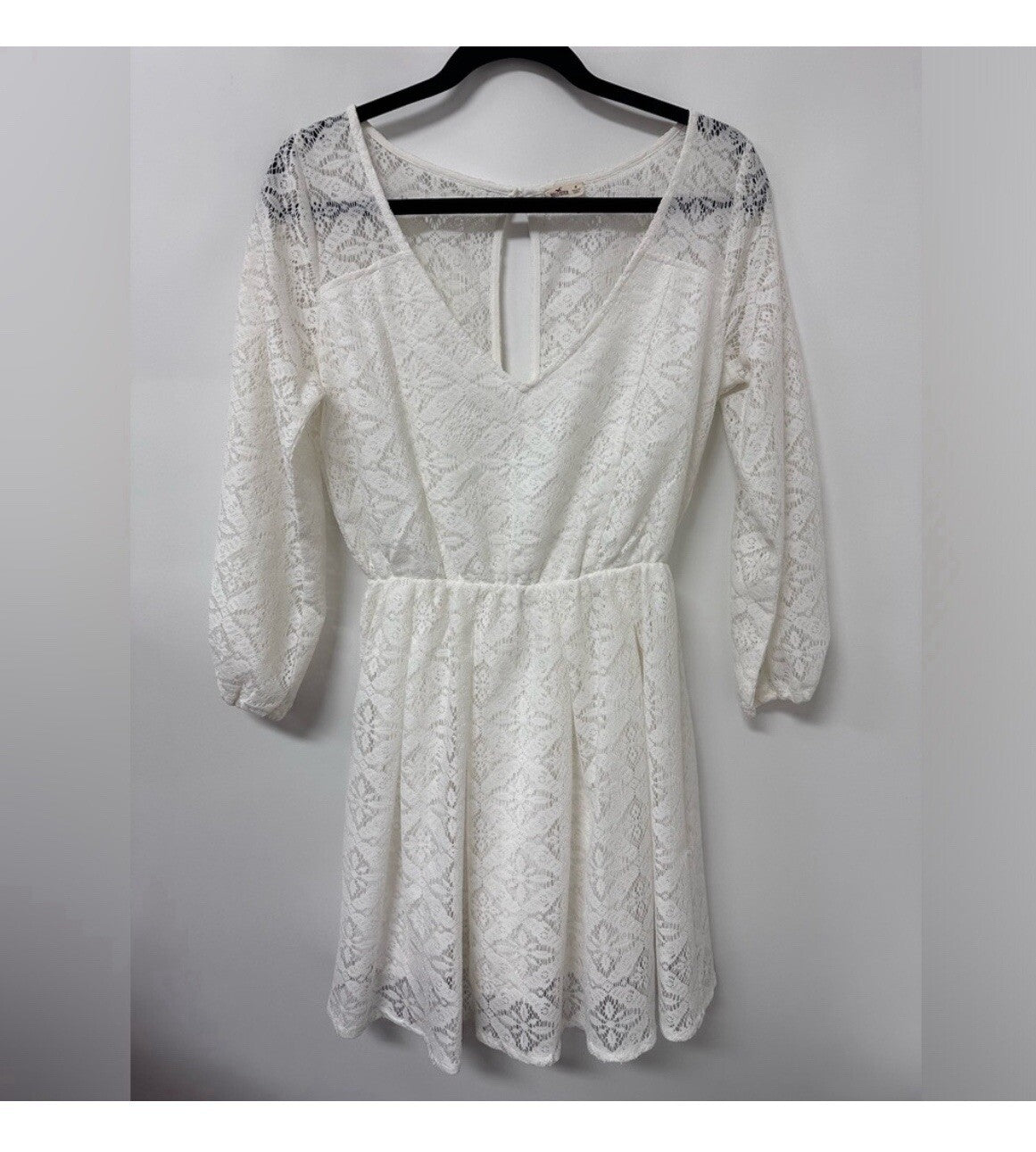 Hollister Womens Medium Lace Boho Dress Cream Fully Lined Hippie (101)