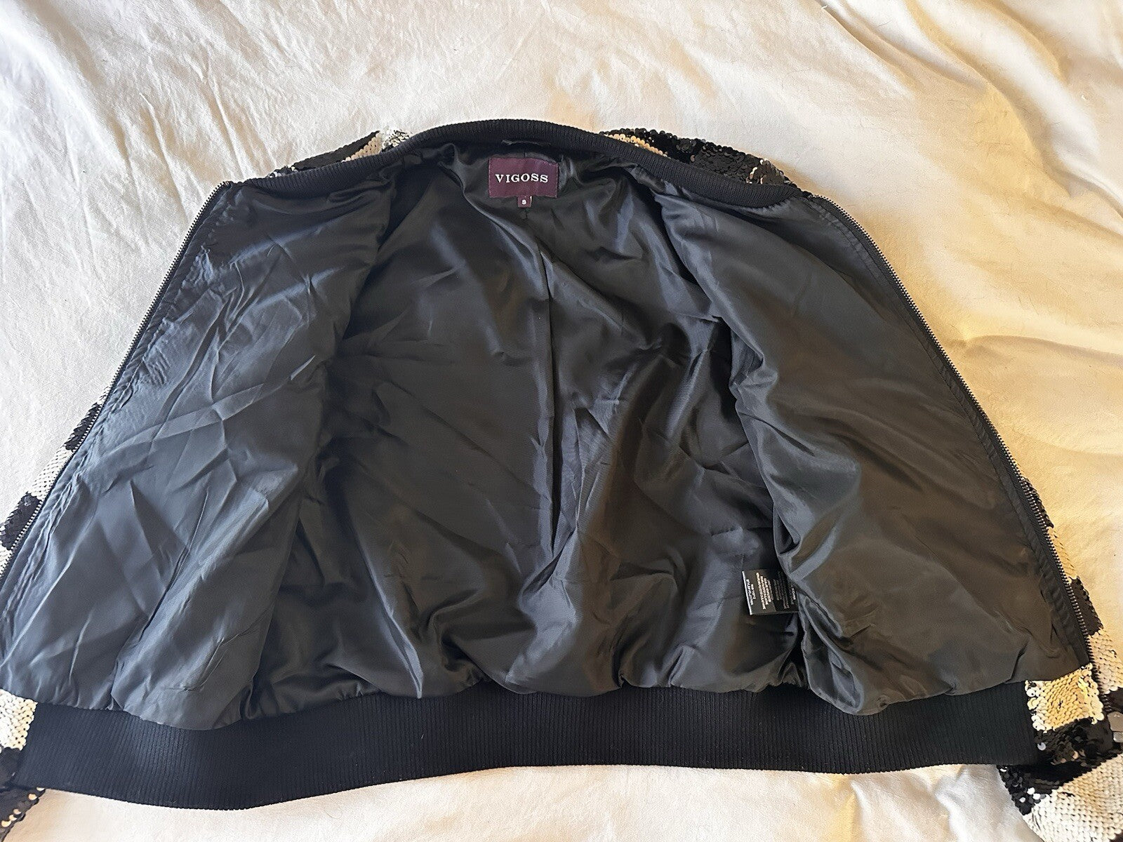 Vigoss Striped Sequence Jacket Bomber Black  And White Size Small Beetlejuice