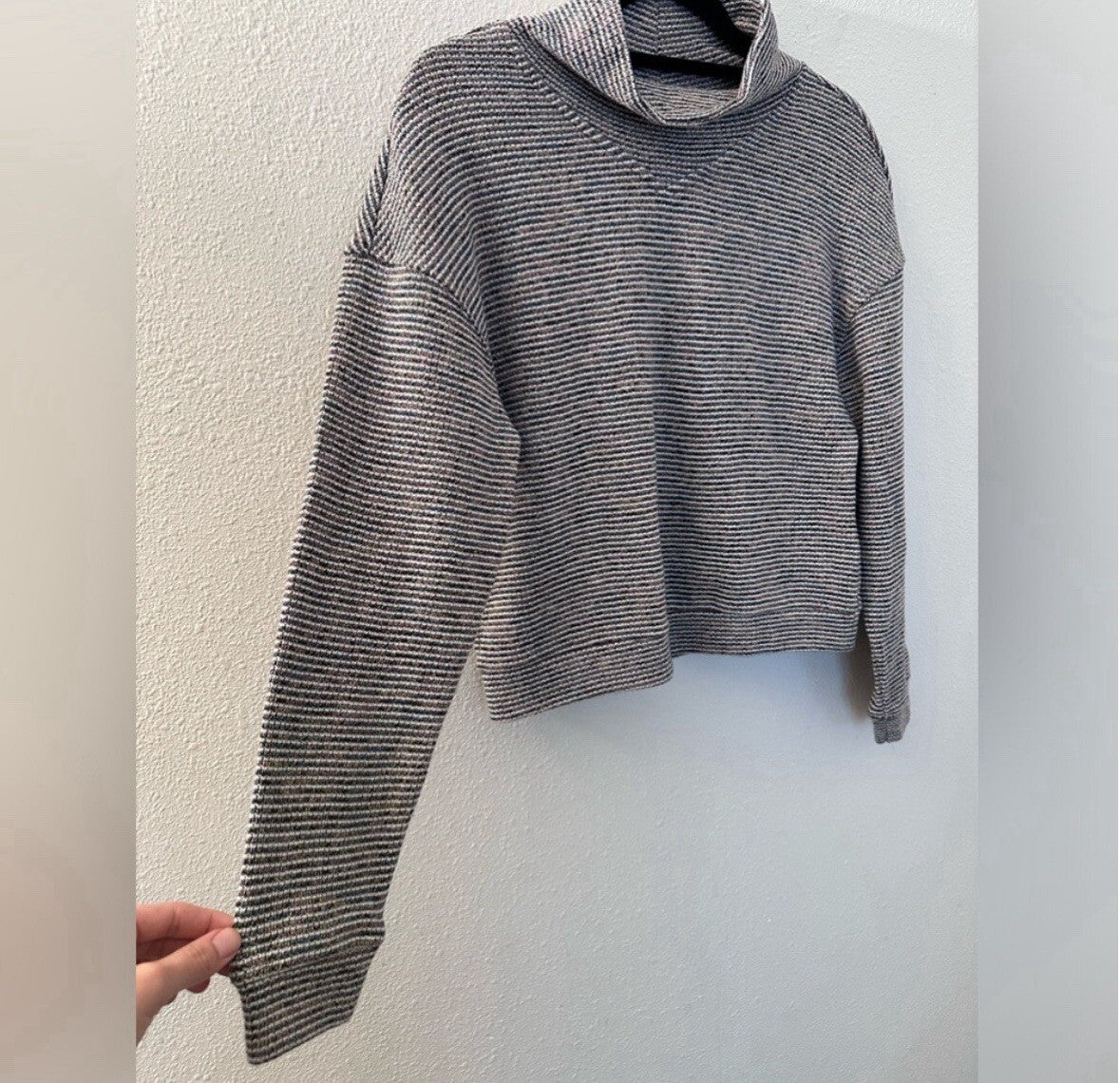 Madewell Rainbow Rib Textured Turtleneck Crop Top Sweater Size Small 3.6