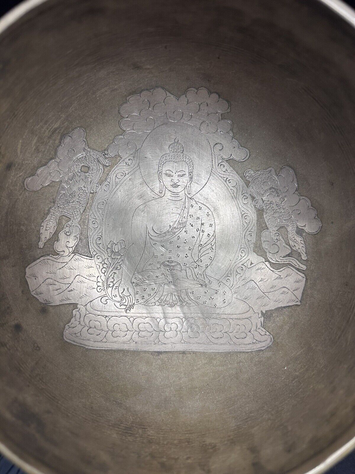 7.5” Buddha Carved Etched Singing Bowl