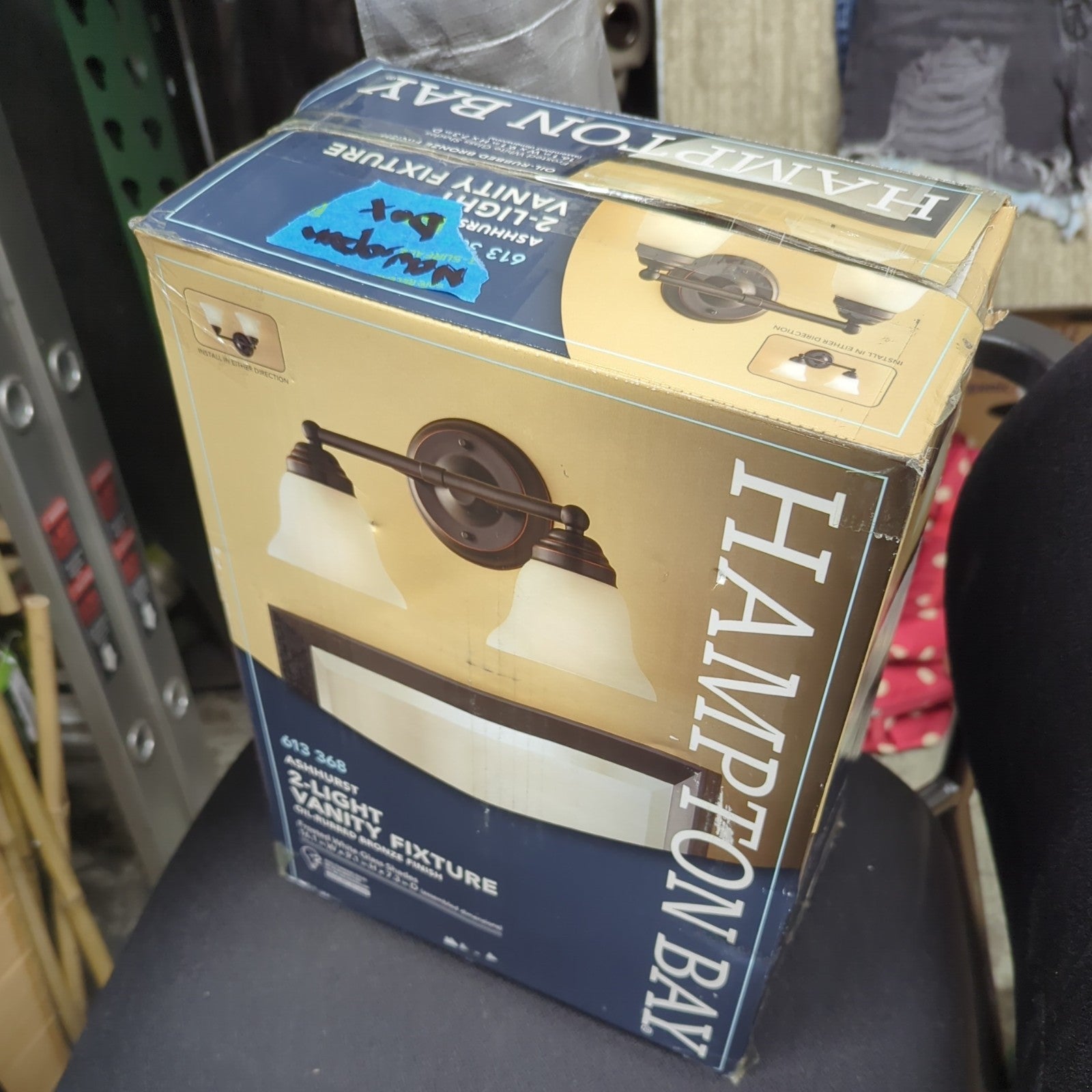 Hampton Bay Ashhurst 2-Light Oil Rubbed Bronze Vanity Light, Frosted Glass 3B