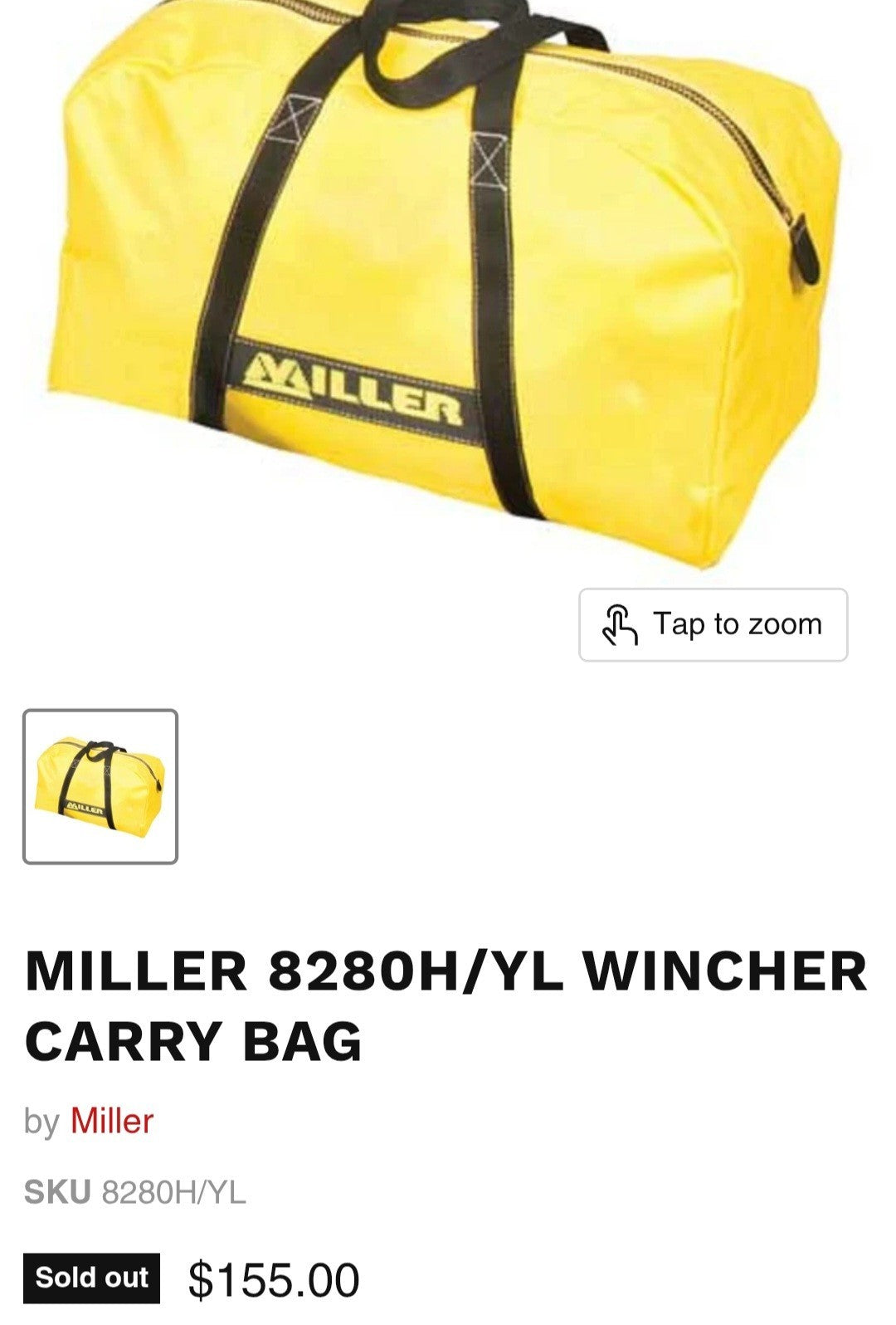 Miller 8280H/YL Wincher Carry Bag 15B
