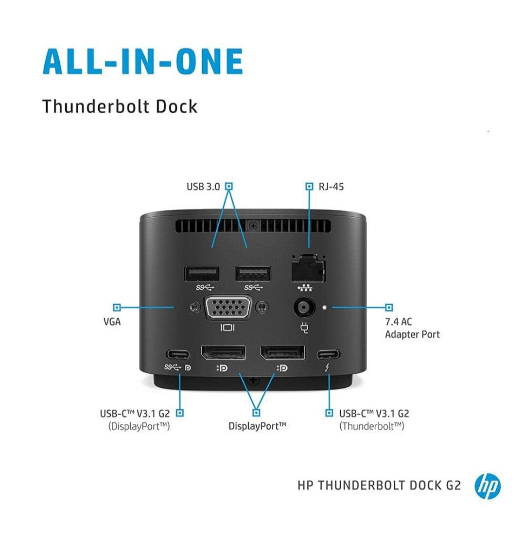 HP 1 inch, FHD 1080i Thunderbolt Dock G2 with Combo Cable 15C