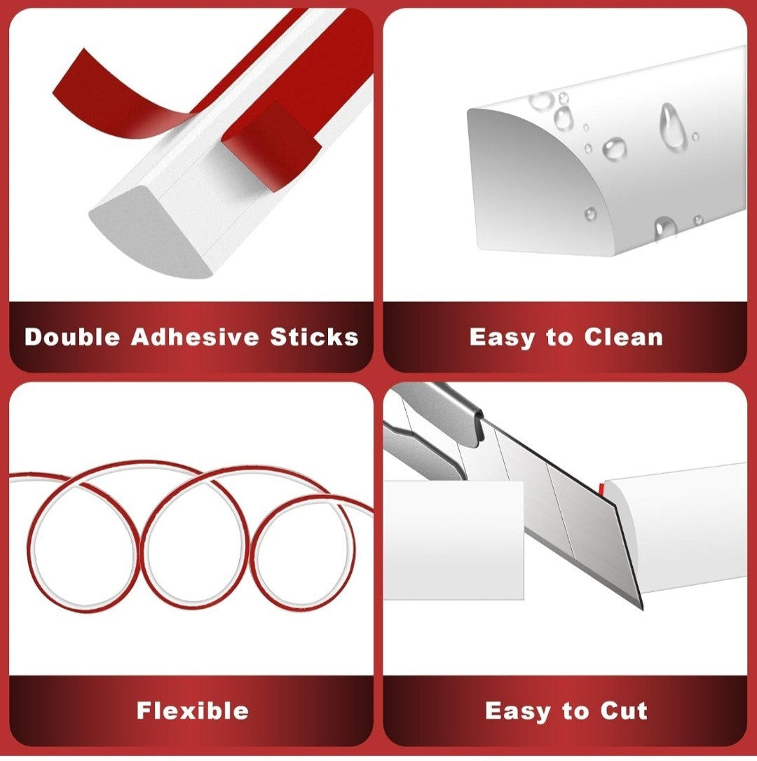 118” Flexible Quarter Round Molding Trim Peel & Stick Self Adhesive Wall Edge 2b