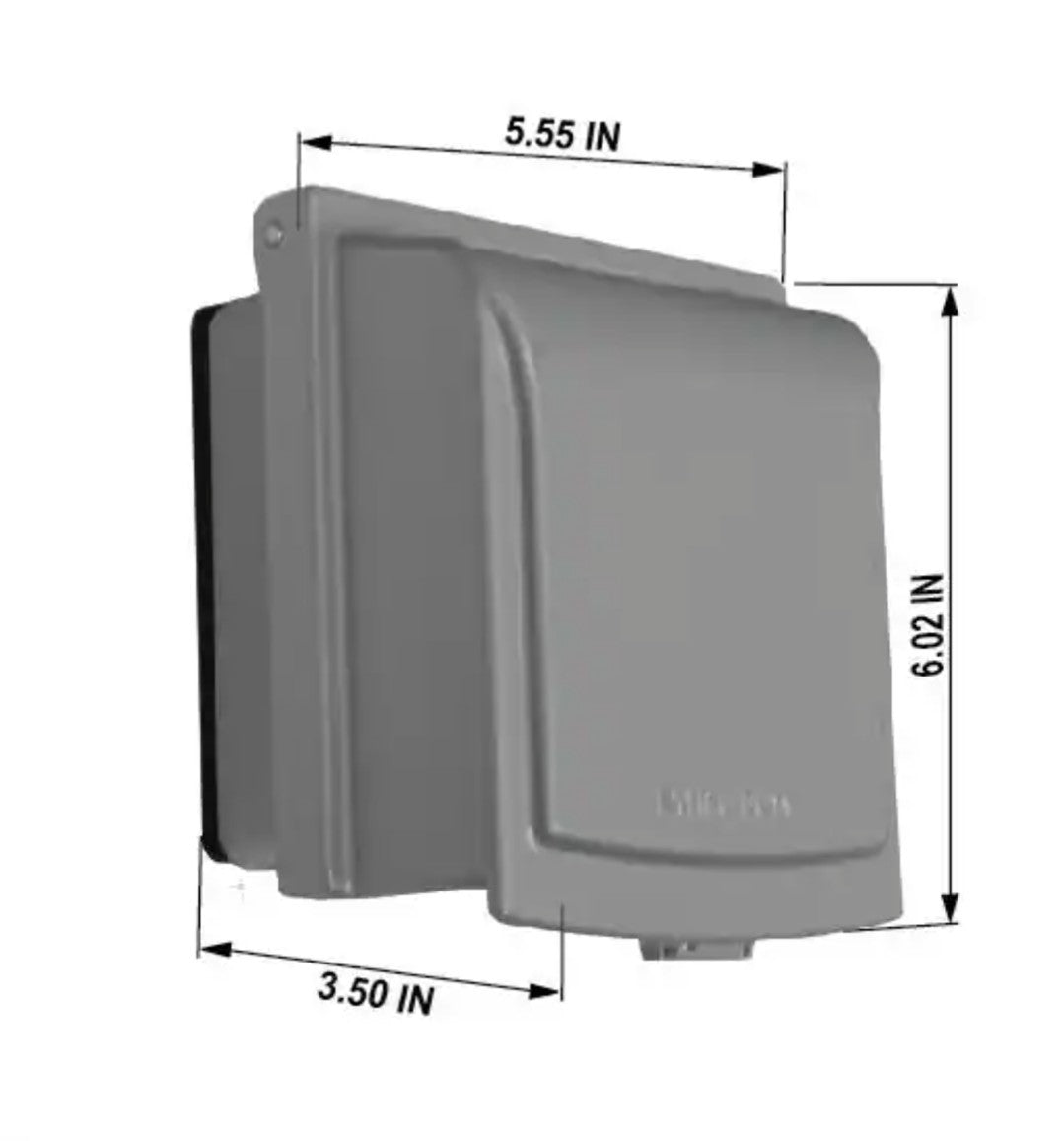 COMMERCIAL ELECTRIC 2Gang Metal Weatherproof Outlet Cover While In Use, Gray 14B