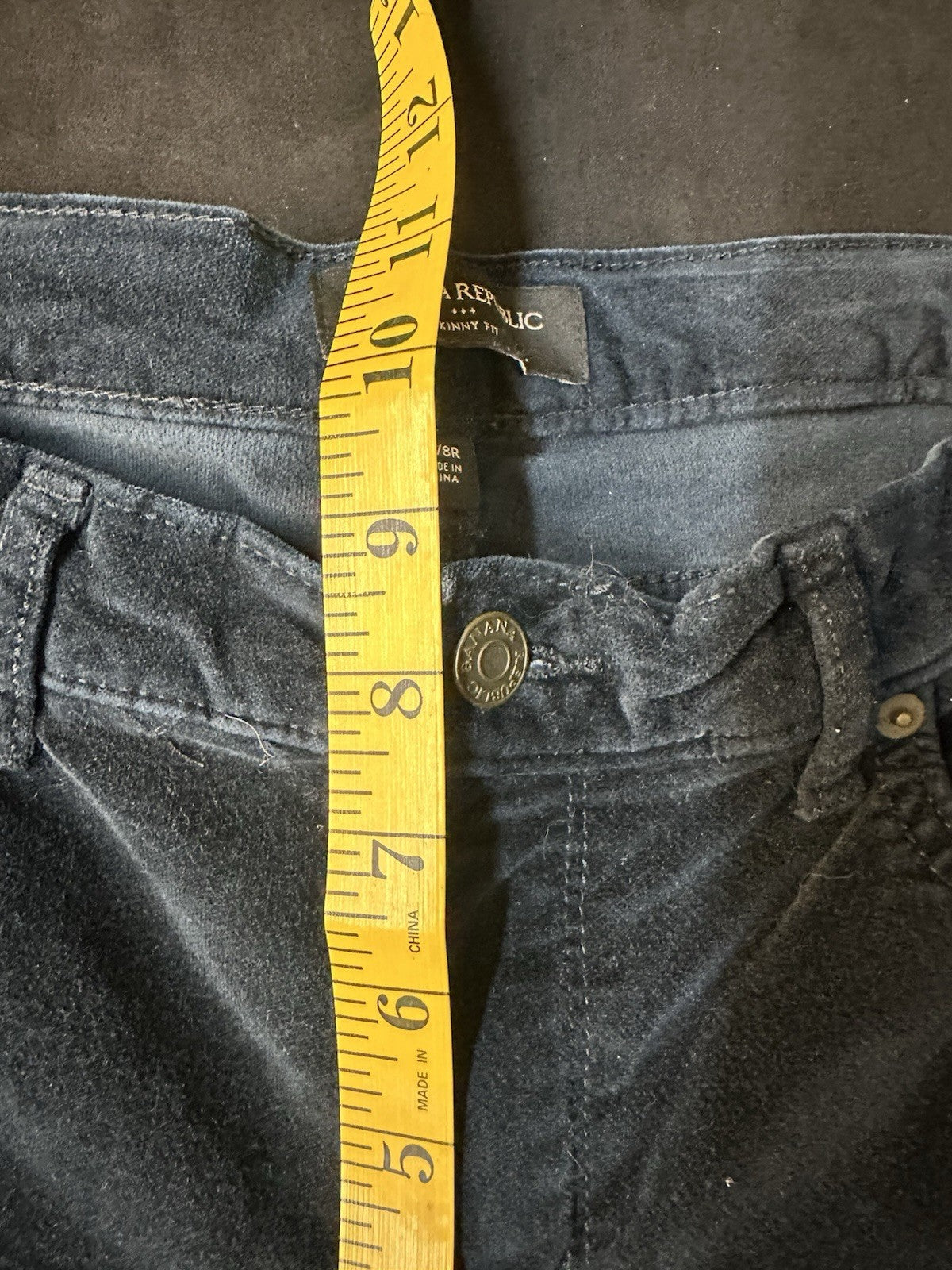 Banana Republic Women's Size 29 Velvet Pants Skinny Ankle Zipper Navy (0003)