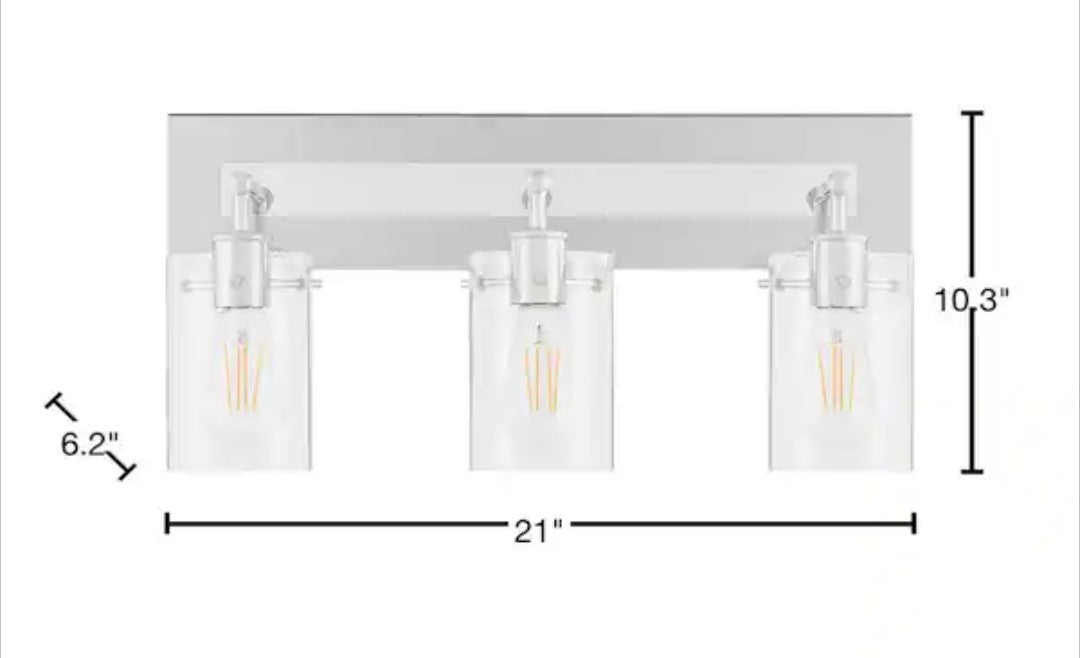 Hampton Bay Regan 21 in. 3-Light Chrome Bathroom Vanity Light (11E)