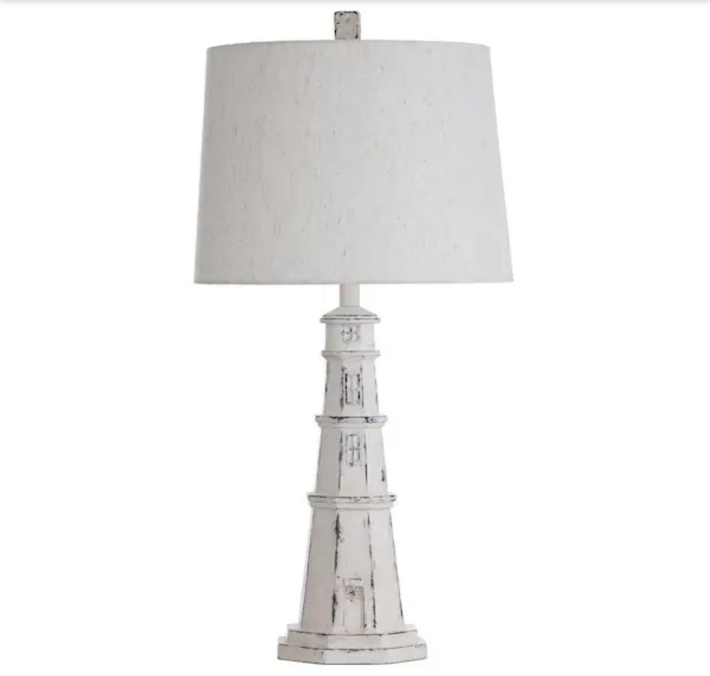 StyleCraft Berwyn 33 in. Distressed White Lighthouse Table Lamp 1I