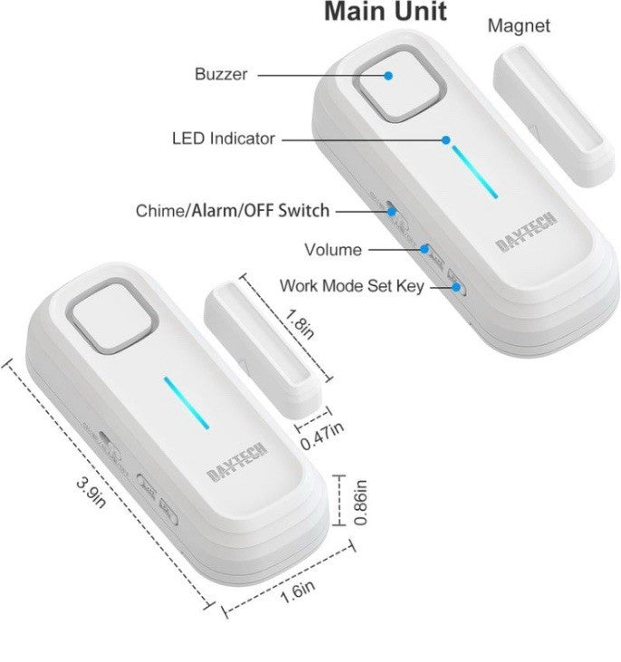 Freezer Door Alarm with Delay 1/2/3/4 mins When Left Open Window Chime Close 3A