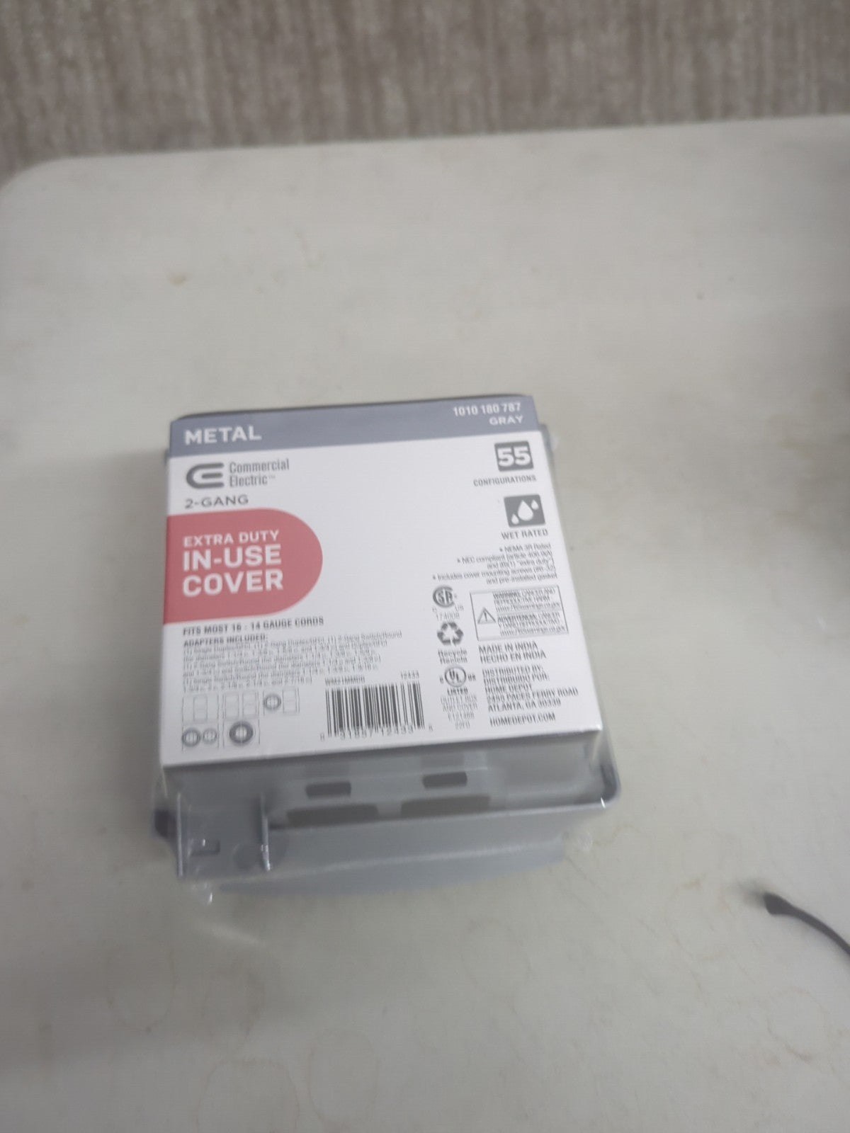 COMMERCIAL ELECTRIC 2Gang Metal Weatherproof Outlet Cover While In Use, Gray 14B