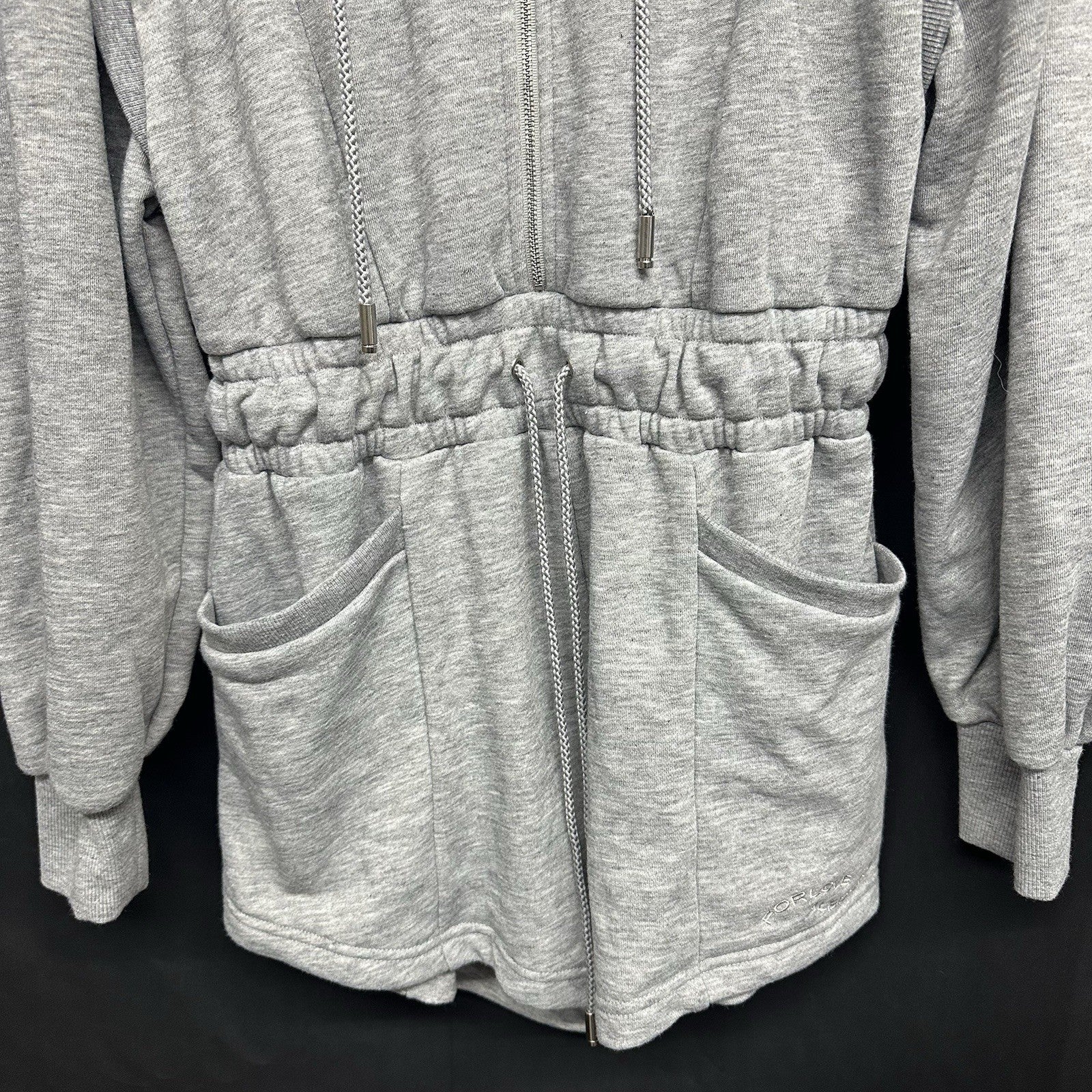 For Love & Lemons Small Gray Jumpsuit Shorts Long Sleeve Pockets Hoodie Zip 0083