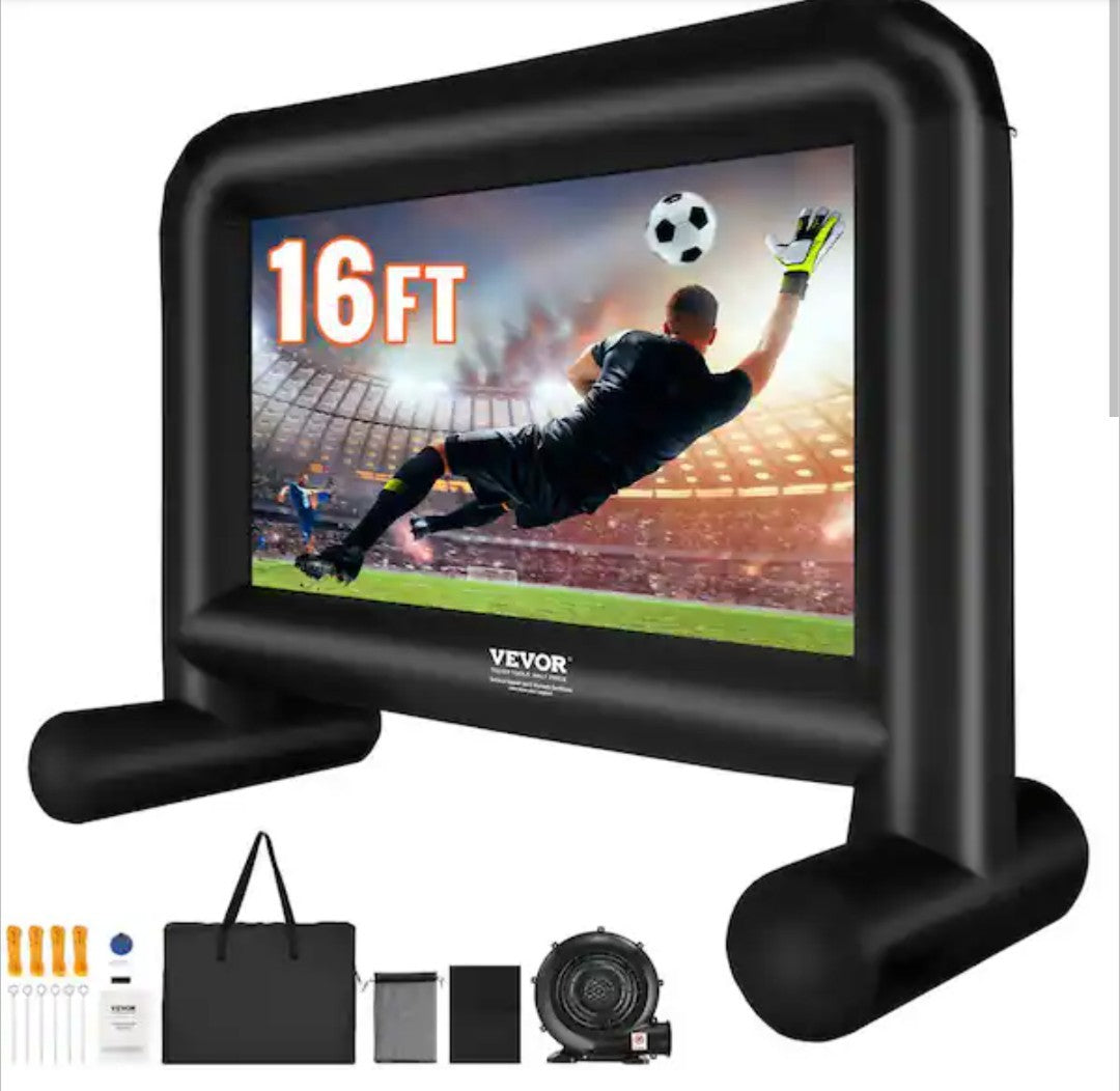 Projector Screen 16 ft Projection Screen with Blower, Inflatable Movie Screen 5D