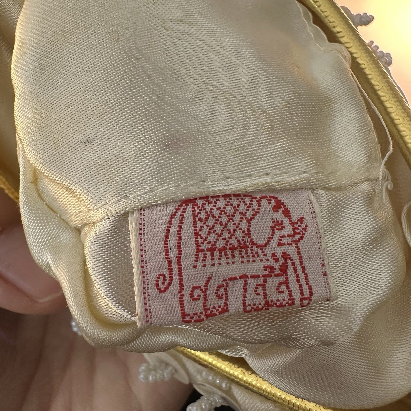 Vintage Beaded Evening Wedding Bag Elephant Brand Made In Hong Kong Good 6C